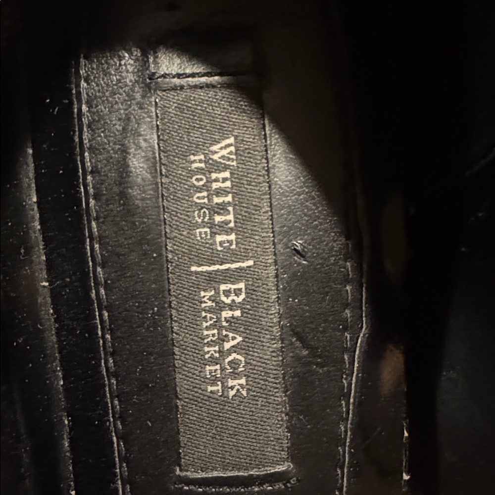 White House Black Market Black Leather Tassel Platform Stiletto Heels-Size 10 - Picture 2 of 11